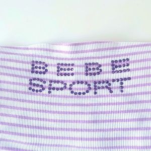 Bebe white & Purple stripes Tube Top,perfect purple crystals Y2K cool